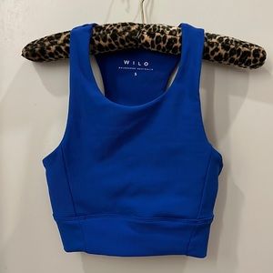 Wilo Cobalt Blue High Neck Sports Bra with Cutout